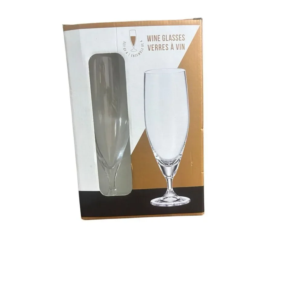 Crystalite Bohemia Champagne Flutes Set of 4 12 oz Czech Republic
